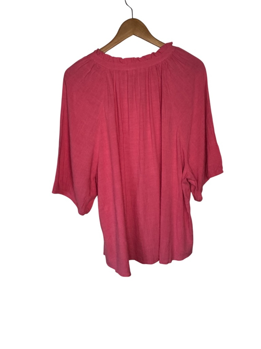 Westbound Womens Henley Blouse Pink Embroidered 2X Gathered Elastic Sleeves NWT - Picture 2 of 7